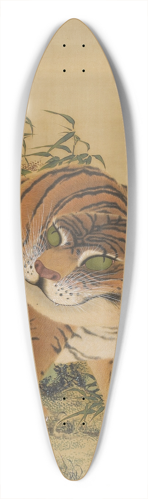 Kishi Ganku - Tiger Seated Beneath Rock and Bamboo 39.3 inch art pintail longboard deck
