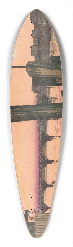 Kobayashi Kiyochika - Breakwater Stakes and Rygoku Bridge 39.3 inch art pintail longboard deck