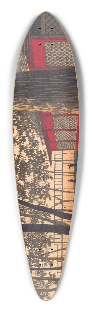 Kobayashi Kiyochika - Daybreak at Shrine, Kanda 39.3 inch art pintail longboard deck