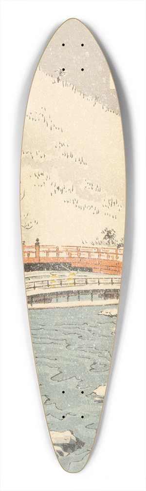 Kobayashi Kiyochika - Shinky, Sacred Bridge at Nikk 39.3 inch art pintail longboard deck
