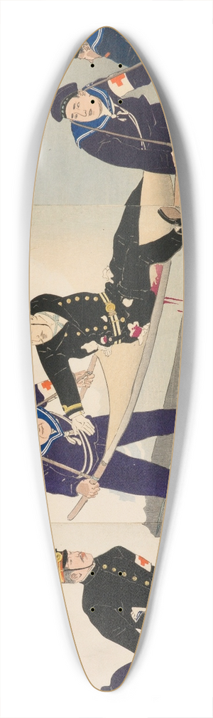 Kobayashi Kiyochika - Struggling Hard on the Battleship Hatsuse in the Harbor of Port Arthur 39.3 inch art pintail longboard deck