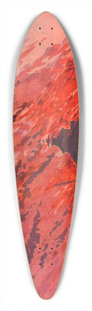 Kobayashi Kiyochika - The Great Fire at Rygoku Bridge, Viewed from Asakusa Bridge on the 26th of January, 1881 39.3 inch art pintail longboard deck