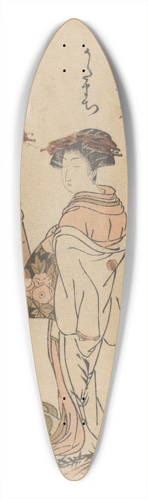 Korysai Isoda - Two Courtesans and a Kamuro Carrying a Dog 39.3 inch art pintail longboard deck