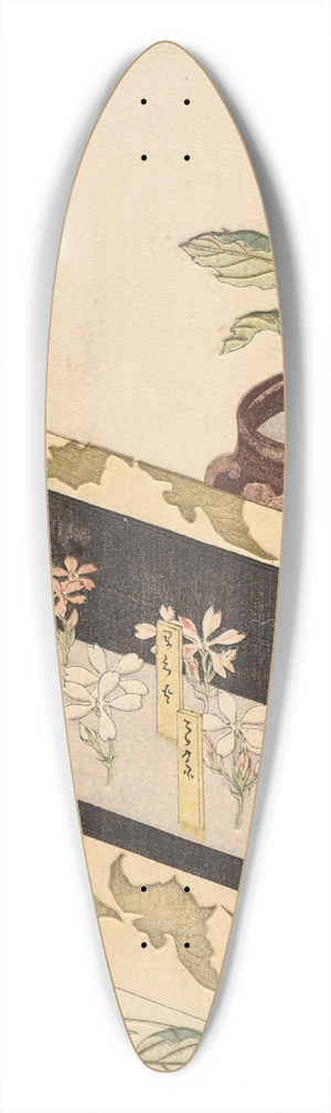 Kubo Shunman - Assortment of primroses in a lacquerbox 39.3 inch art pintail longboard deck