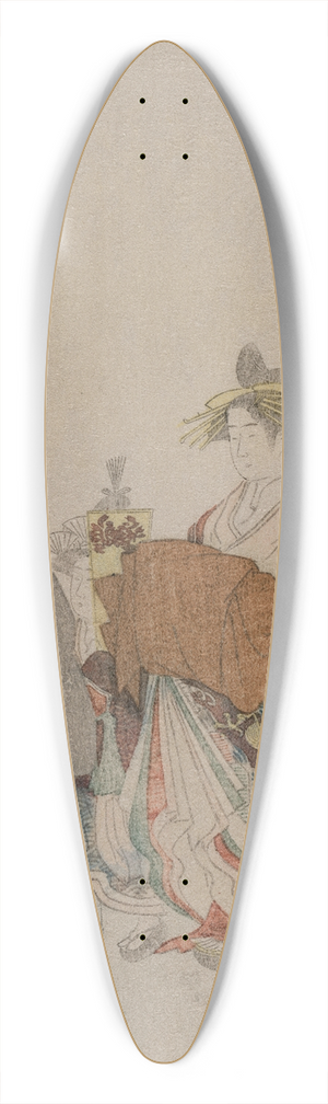 Kubo Shunman - Courtesan on the Town with Attendants at Night 39.3 inch art pintail longboard deck