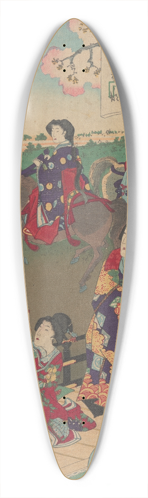 Kunichika Toyohara - Women Traveling, Some on Horseback 39.3 inch art pintail longboard deck