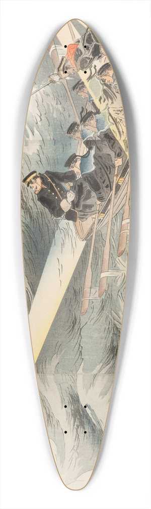 kura Kt - The First Blockade of the Entrance to the Harbor of Port Arthur on the Night of February 24, 1904 39.3 inch art pintail longboard deck