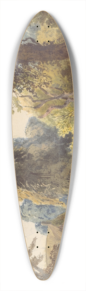 Ladislav Mednynszky - Swiss park with a pond and a sled 39.3 inch art pintail longboard deck Ladislav Mednynszky - Swiss park with a pond and a sled 39.3 inch art pintail longboard deck