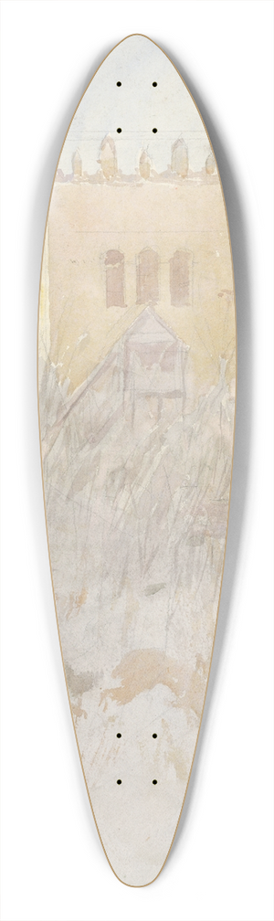 Ladislav Mednynszky - The bell tower in Strky II 39.3 inch art pintail longboard deck Ladislav Mednynszky - The bell tower in Strky II 39.3 inch art pintail longboard deck