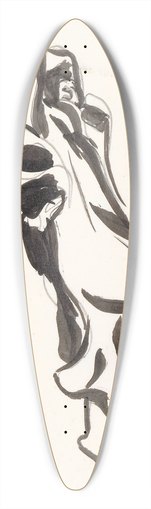 Leo Gestel - Schetsblad met zwevende vrouw met trompet 39.3 inch art pintail longboard deck