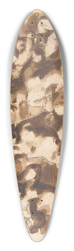 Leonardo Scaglia - Four Putti on Clouds 39.3 inch art pintail longboard deck