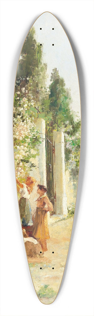 Leontine von Littrow - Three girls gathering roses 39.3 inch art pintail longboard deck