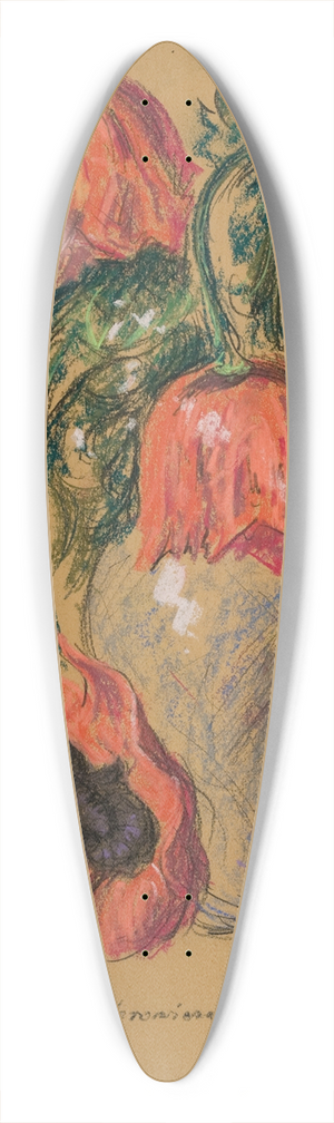 Leon Wyczkowski - Poppies in a vase 39.3 inch art pintail longboard deck