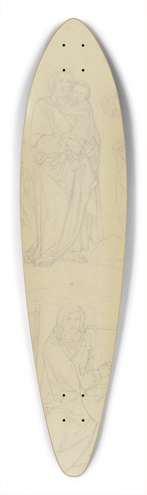 Leopold Kupelwieser - Joseph mit dem Jesuskind auf dem Arm, von musizierenden und ihn krnenden Engeln umgeben, unten Knig David und Abraham mit Isaak 39.3 inch art pintail longboard deck
