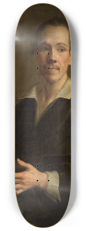 Christian Seybold - Self portrait holding a miniature portrait of the Prince of Liechtenstein 8.25 inch art skate deck