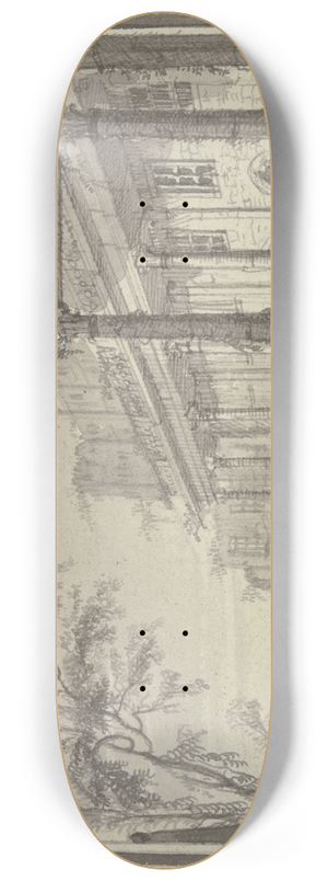 Christian Stcklin - Palastruine, links ein Obelisk 8.25 inch art skate deck