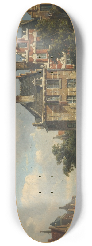 Adrianus Eversen - A Dutch street scene 8.25 inch art skate deck