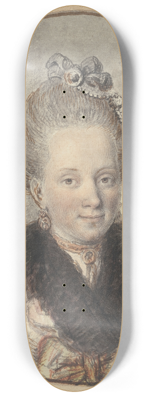 Christian Wilhelm Ernst Dietrich - Portrait of a Young Woman with a Fur Collar 8.25 inch art skate deck