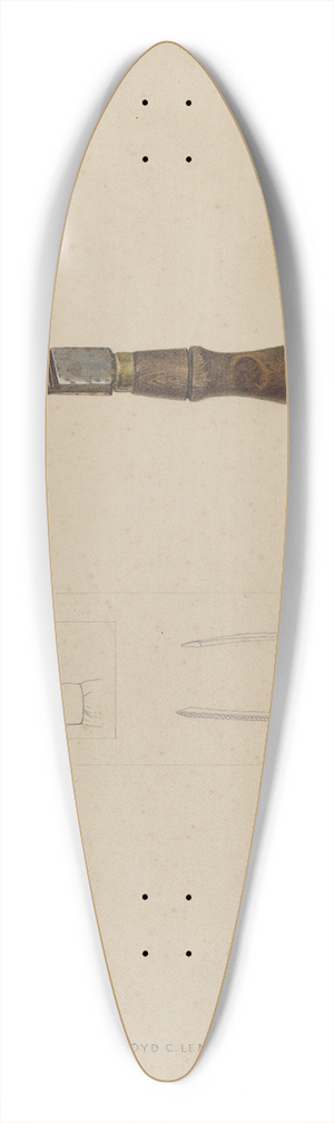 Lloyd Charles Lemcke - Wooden Peg File 39.3 inch art pintail longboard deck