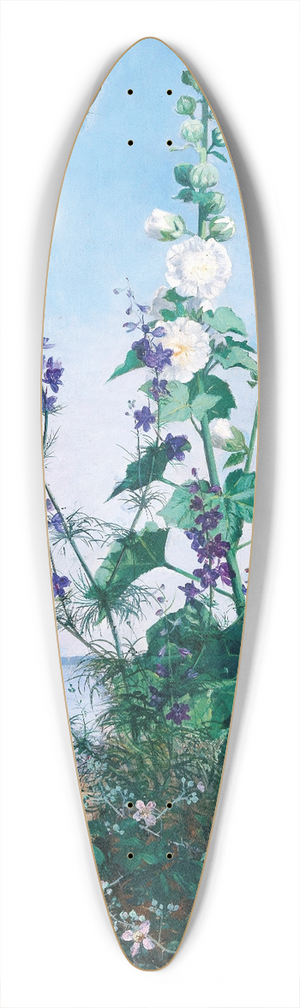 Lon Marie Benoit - Hollyhocks in the South of France 39.3 inch art pintail longboard deck