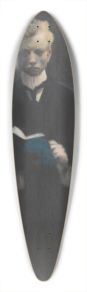 Lon Spilliaert - Self Portrait with Blue Sketchbook 39.3 inch art pintail longboard deck Lon Spilliaert - Self Portrait with Blue Sketchbook 39.3 inch art pintail longboard deck