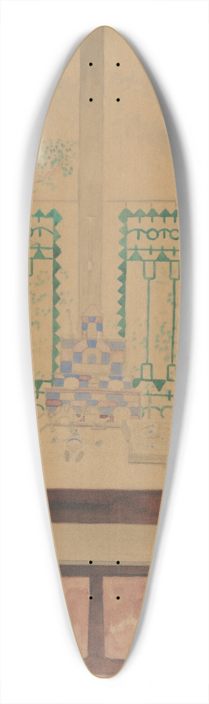 Lon Spilliaert - Vrouw met kind lezend aan tafel 39.3 inch art pintail longboard deck