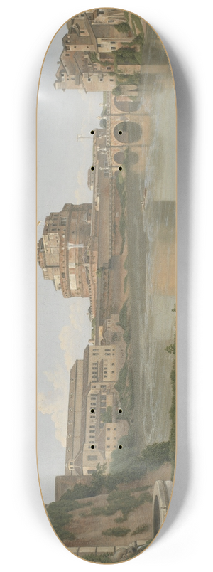 Christoffer Wilhelm Eckersberg - A View across the Tiber from Trastevere towards Castel S. Angelo 8.25 inch art skate deck