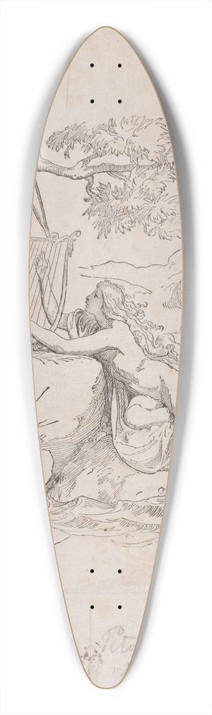 Lorenz Frlich - Harpen ved stranden 39.3 inch art pintail longboard deck