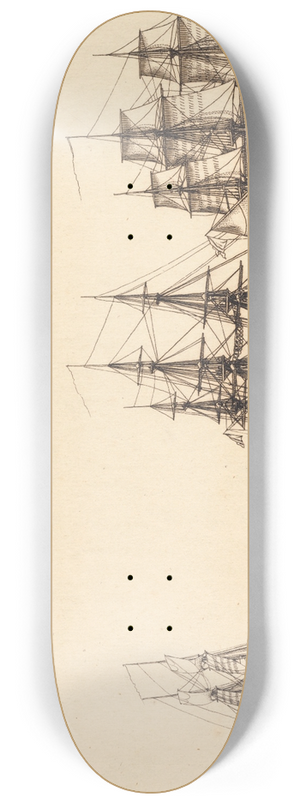 Christoffer Wilhelm Eckersberg - En brig sejlende Illustration til Linearperspectiven , Tavle IXb 8.25 inch art skate deck