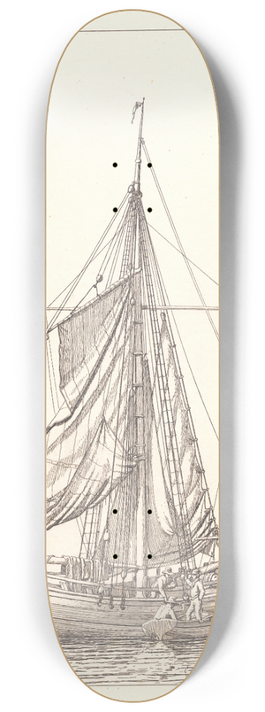 Christoffer Wilhelm Eckersberg - En dansk jagt som trrer sejl i stille vejr 8.25 inch art skate deck