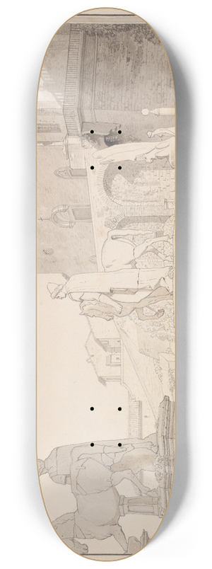 Christoffer Wilhelm Eckersberg - Et parti af Piazza del Campidoglio set mod balustraden med Dioskurerne og kirken S Maria in Aracoeli 8.25 inch art skate deck