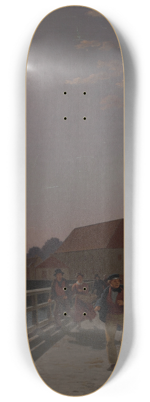 Christoffer Wilhelm Eckersberg - Langebro, Copenhagen, in the Moonlight with Running Figures 8.25 inch art skate deck Christoffer Wilhelm Eckersberg - Langebro, Copenhagen, in the Moonlight with Running Figures 8.25 inch art skate deck