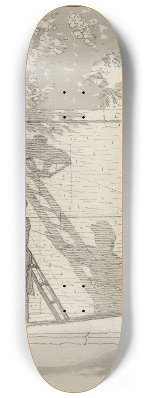 Christoffer Wilhelm Eckersberg - Linearperspektiven anvendt paa Malerkunsten  Tavle VI Gadelygten p parkens mur, Dagslys 8.25 inch art skate deck