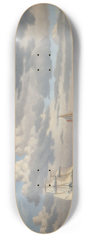Christoffer Wilhelm Eckersberg - Ships in the Sound North of Kronborg Castle, Elsinore 8.25 inch art skate deck