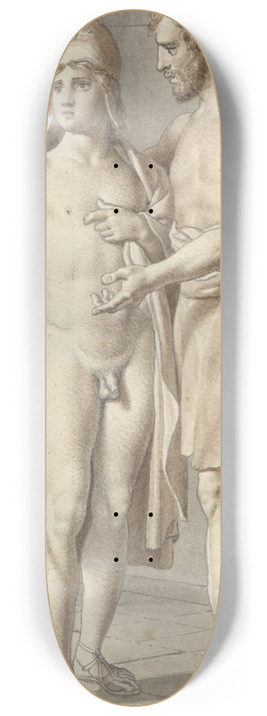Christoffer Wilhelm Eckersberg - Telemachos mder Odysseus forkldt som tigger hos hyrden Eumaios  Odysseus; fragment af hele kompositionen. 8.25 inch art skate deck