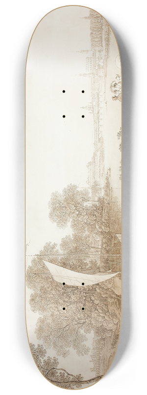 Adrian Zingg - View of Dresden from Pieschen 8.25 inch art skate deck