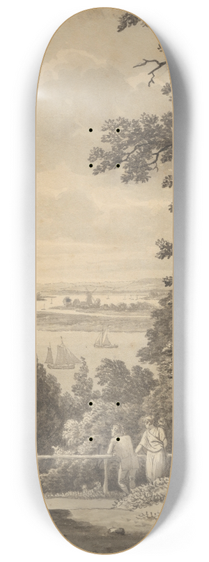 Christoffer Wilhelm Eckersberg - View from Altona overlooking the Elbe 8.25 inch art skate deck