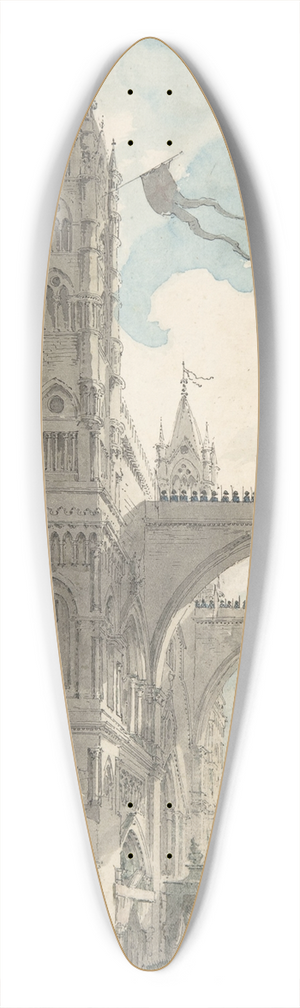 Louis Jean Desprez - View of the Portal and Principal Entrance of the Cathedral of Palermo during the Festival of Sta. Rosalia 39.3 inch art pintail longboard deck