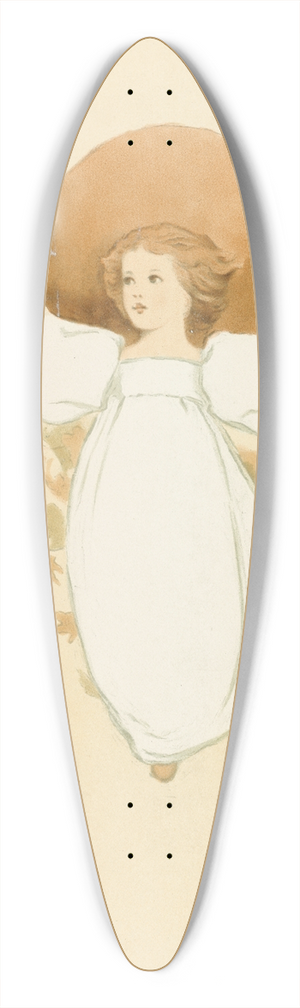 Louis Prang - Little Girl with Leaves 39.3 inch art pintail longboard deck