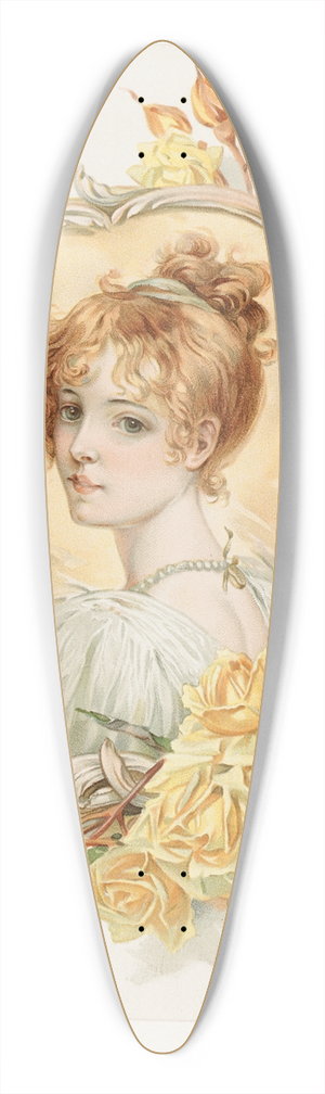 Louis Prang - Womans Portrait Enframed with Yellow Roses 39.3 inch art pintail longboard deck