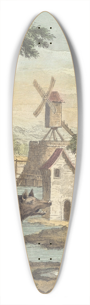 Louis-Simon Lempereur - Le loup et le chien maigre (The Wolf and the Thin Dog) 39.3 inch art pintail longboard deck