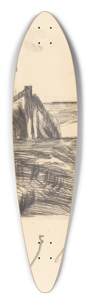 Lovis Corinth - Bridge with Sign (Brcke mit Tafel) 39.3 inch art pintail longboard deck