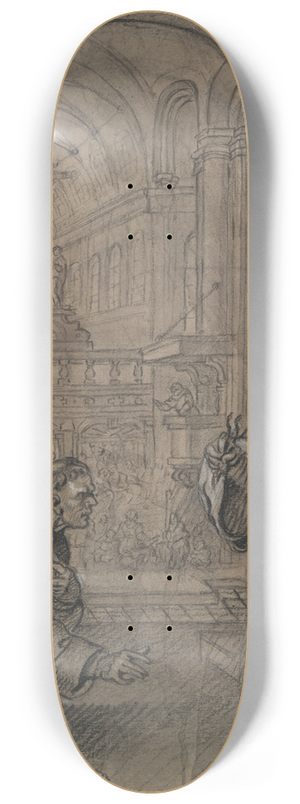 Circle of Erasmus Quellinus II - St. Francis of Paula Holding Live Coal in hisHands 8.25 inch art skate deck
