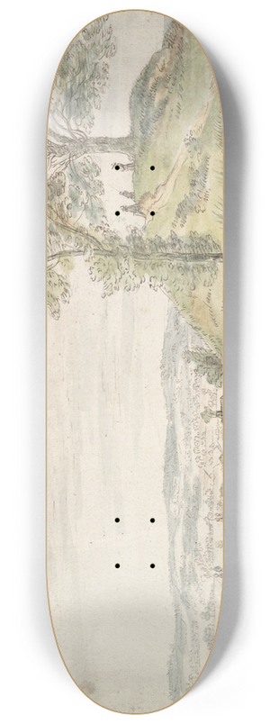 Circle of Gillis Neyts - Figures on a Hill Viewing aCastle 8.25 inch art skate deck