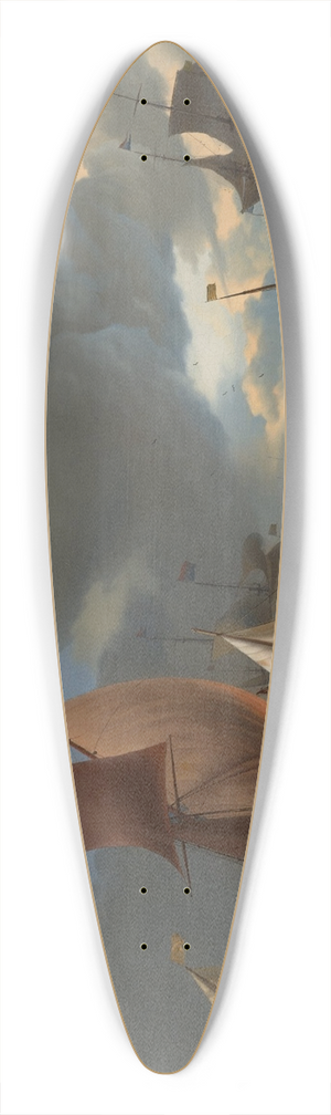 Ludolf Bakhuysen - The Man-o-War Bruinvisch and Other Ships in Rough Sea 39.3 inch art pintail longboard deck