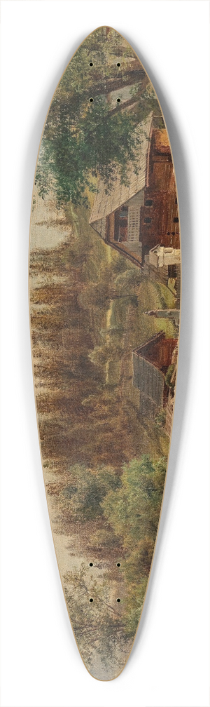 Ludwig Halauska - Blick auf das Dorf Tutschach bei Aflenz mit dem Jauringbach im Vordergrund 39.3 inch art pintail longboard deck Ludwig Halauska - Blick auf das Dorf Tutschach bei Aflenz mit dem Jauringbach im Vordergrund 39.3 inch art pintail longboard deck