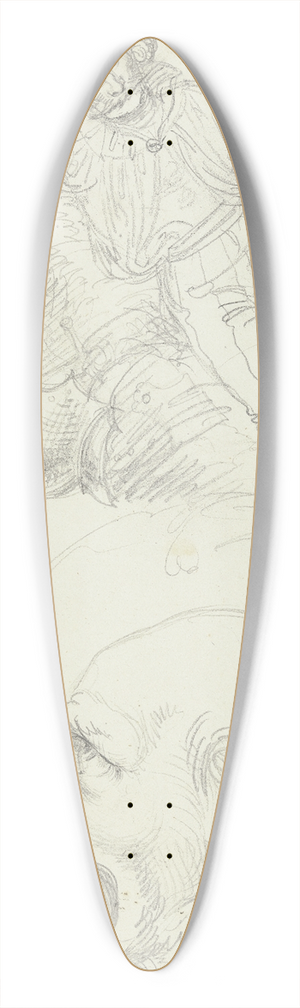 Ludwig Michael Schwanthaler - Studienblatt; grbelnder Mann und zwei Profilkpfe 39.3 inch art pintail longboard deck