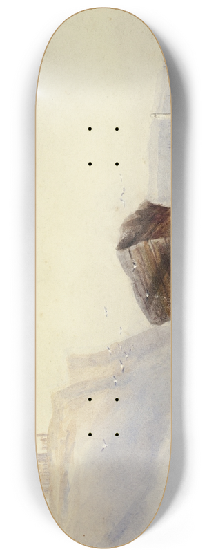 Circle of Henry Barlow Carter - Three Men in Rowboat off Rocky Coast 8.25 inch art skate deck Circle of Henry Barlow Carter - Three Men in Rowboat off Rocky Coast 8.25 inch art skate deck