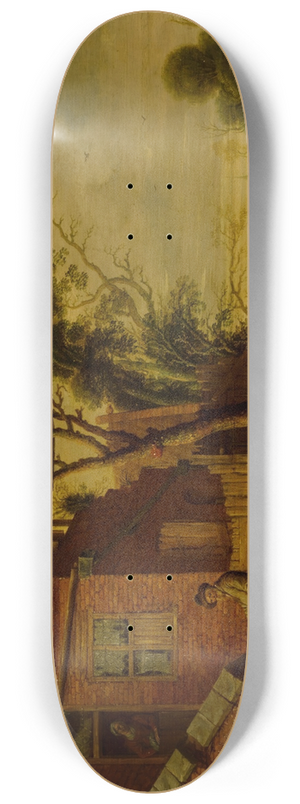 Circle of Joachim Govertsz. Camphuysen - Country landscape with a hennetaster before a cottage with dovecote 8.25 inch art skate deck