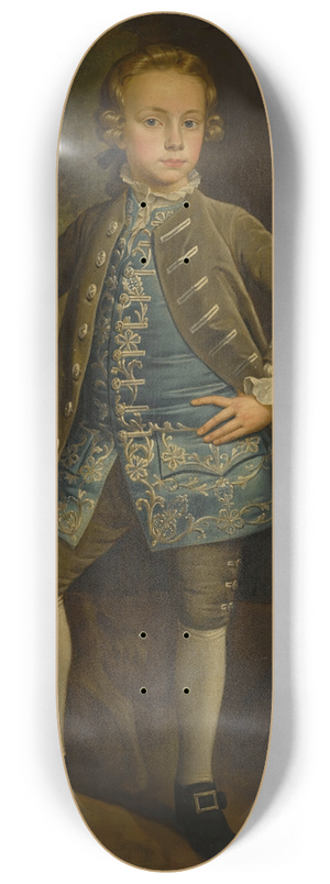 Circle of Stephen Slaughter - Portrait of a boy in a landscape 8.25 inch art skate deck